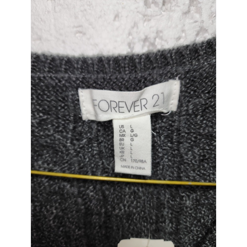 Forever 21 Sweater Top Women Large Dark Gray Knitted Sleeveless Cropped - Picture 3 of 11